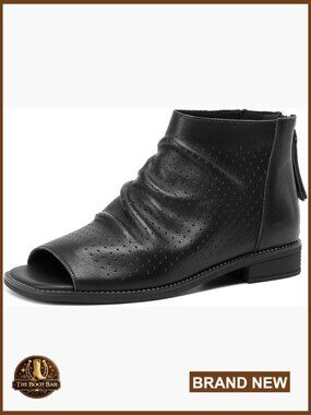 Women's Open Toe Slouchy Block Heel Ankle Booties